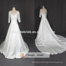 Supplier Wedding Dress Sheer Lace Applique Ivory A Line Satin Bridal Gown The Europe
